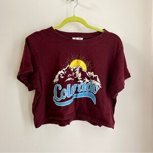 Burgundy Colorado Graphic Crop Top